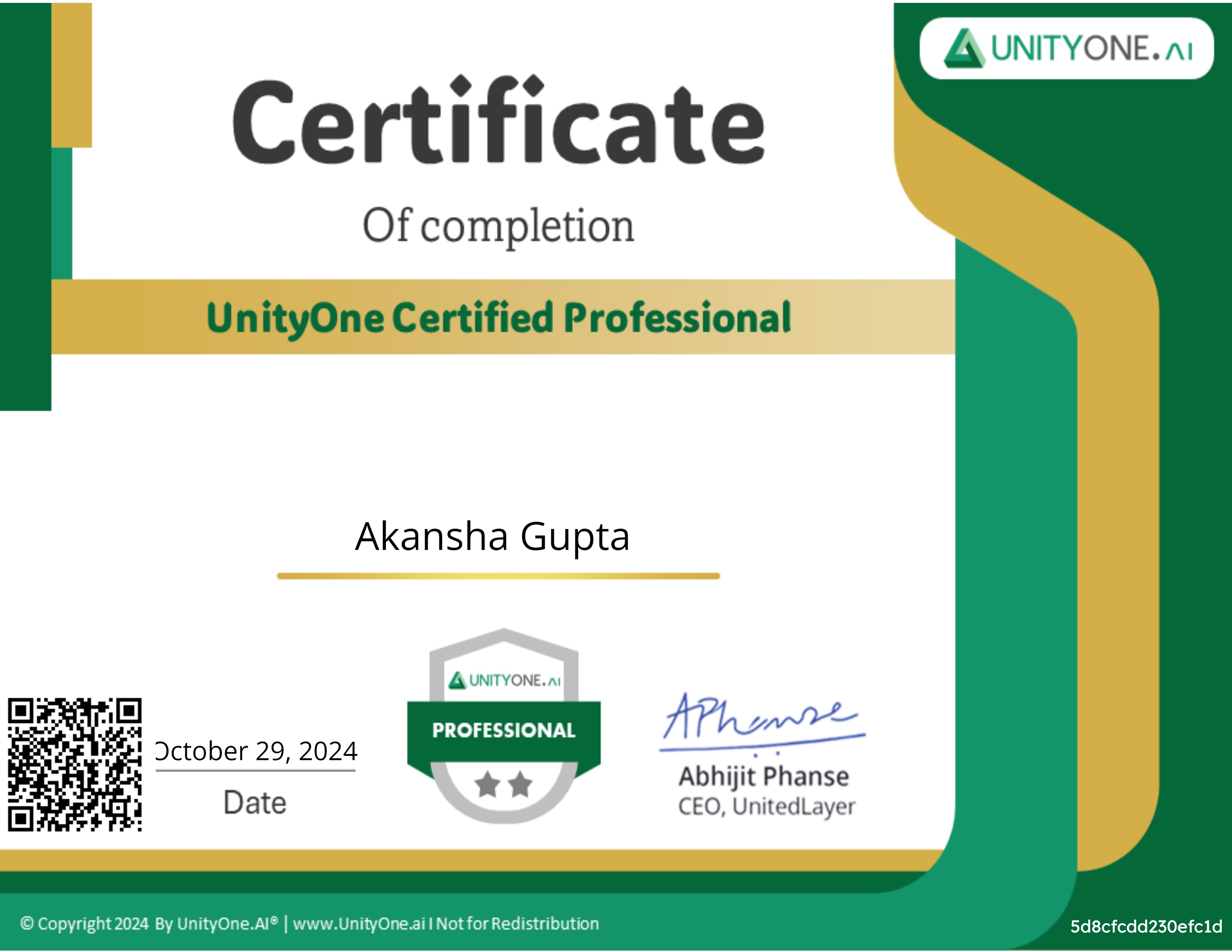 UnityOne Certified Professional (UCP)